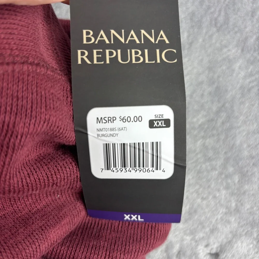 Banana Republic Thermal Mens XXL Burgundy Double Knit Crew NMT0188S Slub Raglan